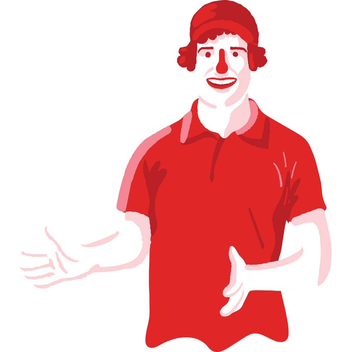 Иллюстрация Delivery worker in red polo shirt and hat holding something в стиле Cherry — скачать в форматах PNG, SVG