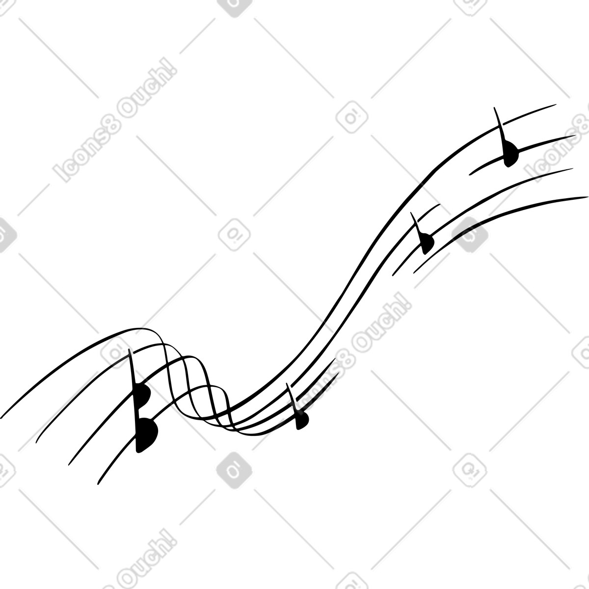 Ilustración Notación musical con nota en estilo Line a descargar en PNG y SVG