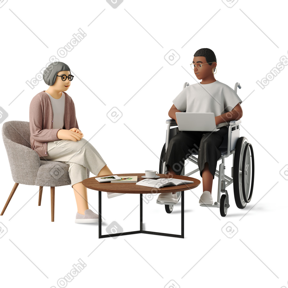 Two female colleagues discussing illustration discussion clipart graphics and vector images
