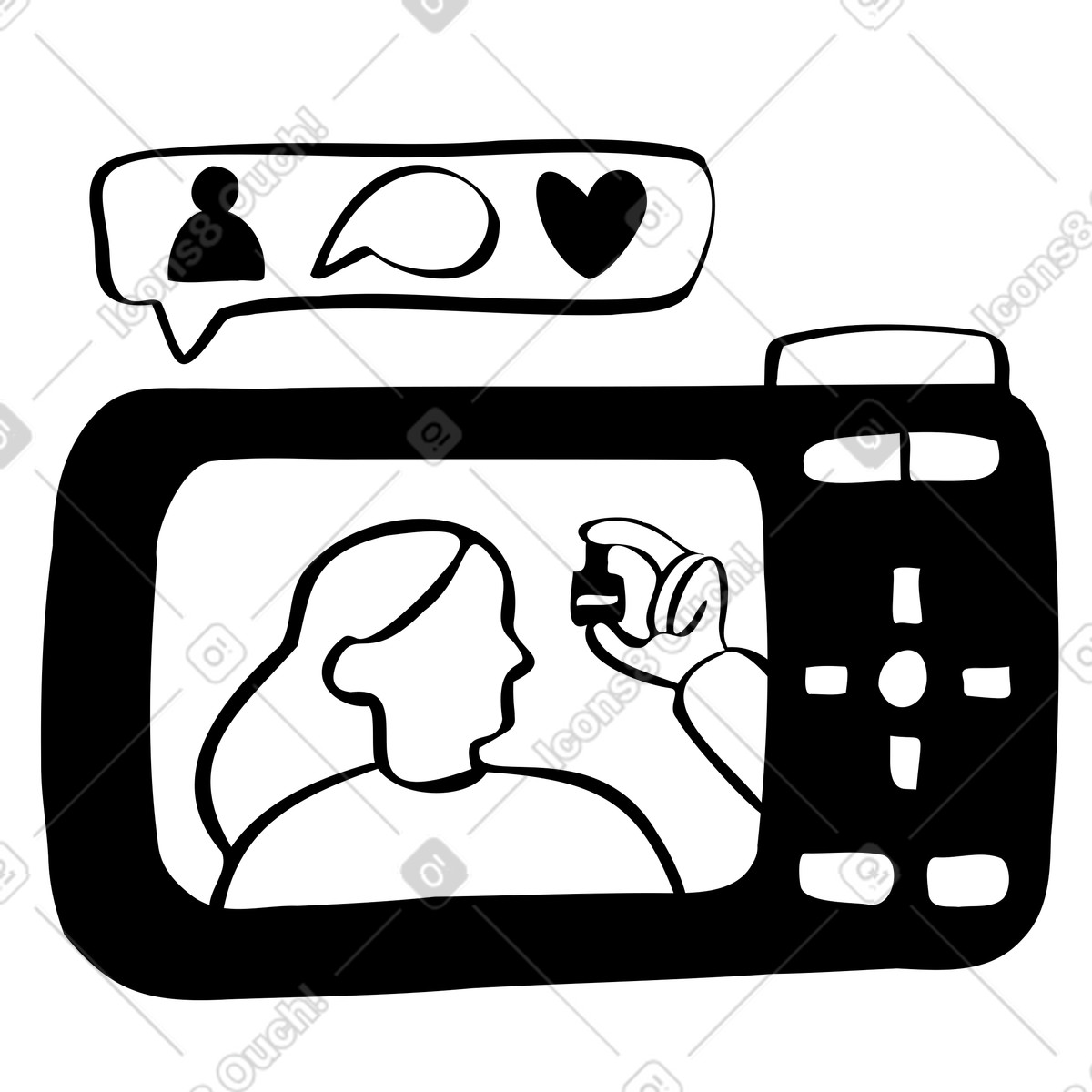 Influencer che gira un video per i social media illustrazione in stile Journal scarica in PNG, SVG