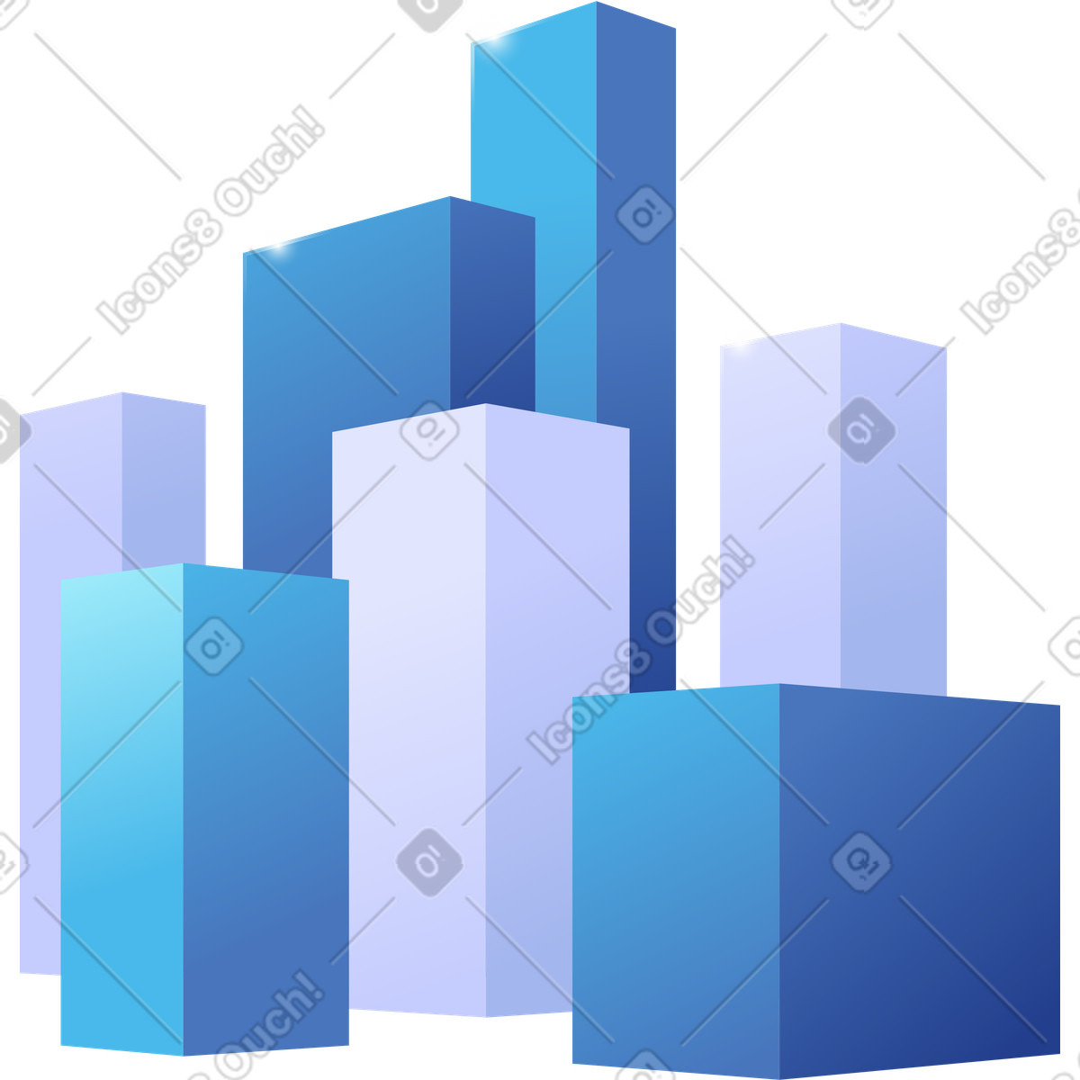 Group of parallelepipeds illustration in Quantum style download in PNG, SVG