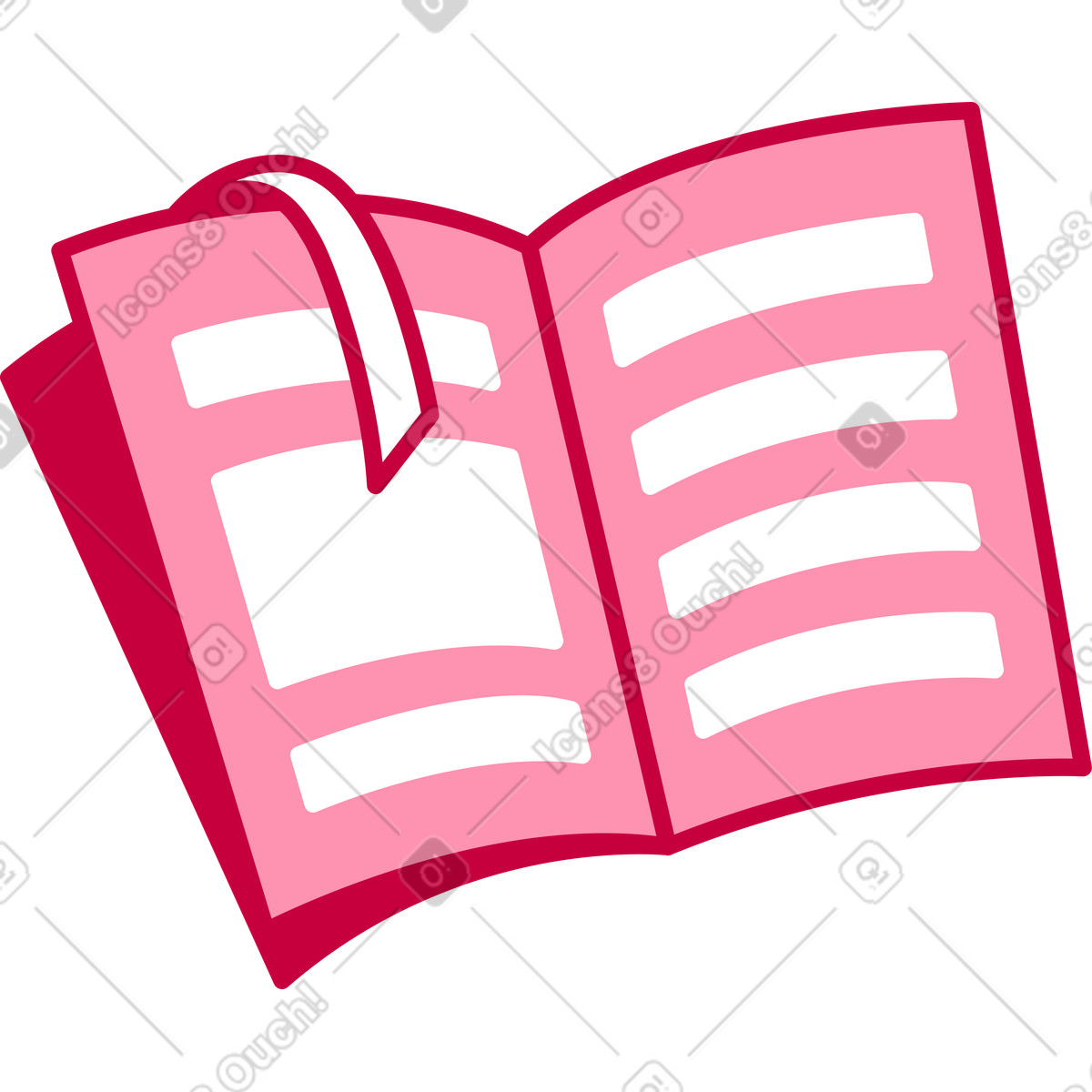 Open book with a bookmark illustration in PNG, SVG
