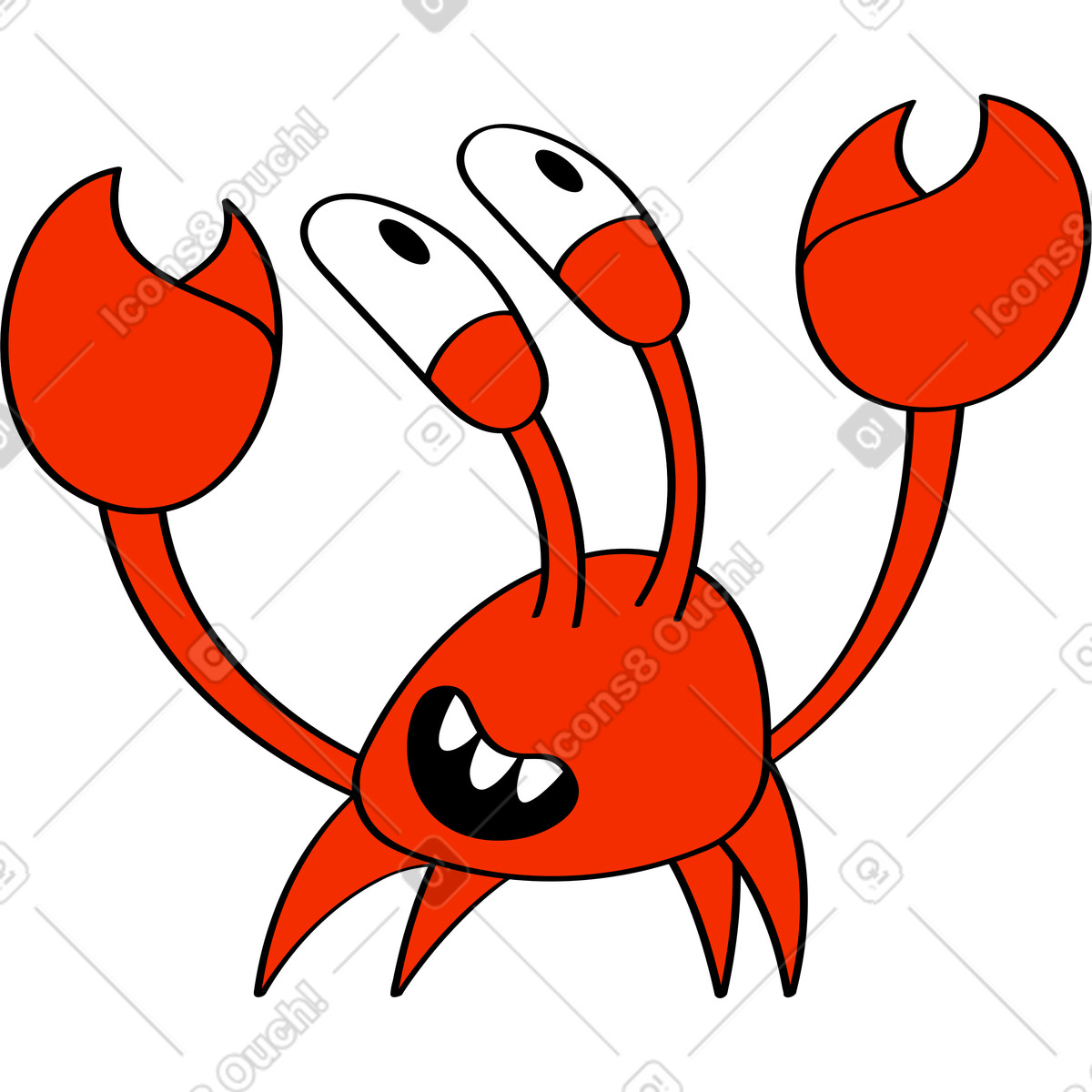Looney スタイルの カニ のイラストをPNG、SVG形式でダウンロード