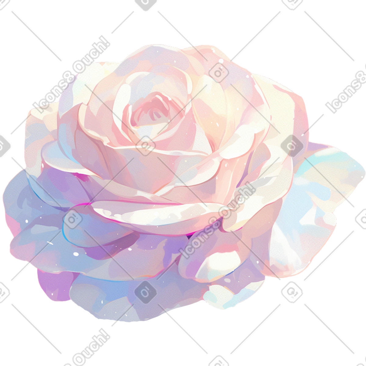 White rose illustration in Glazy style download in PNG, SVG