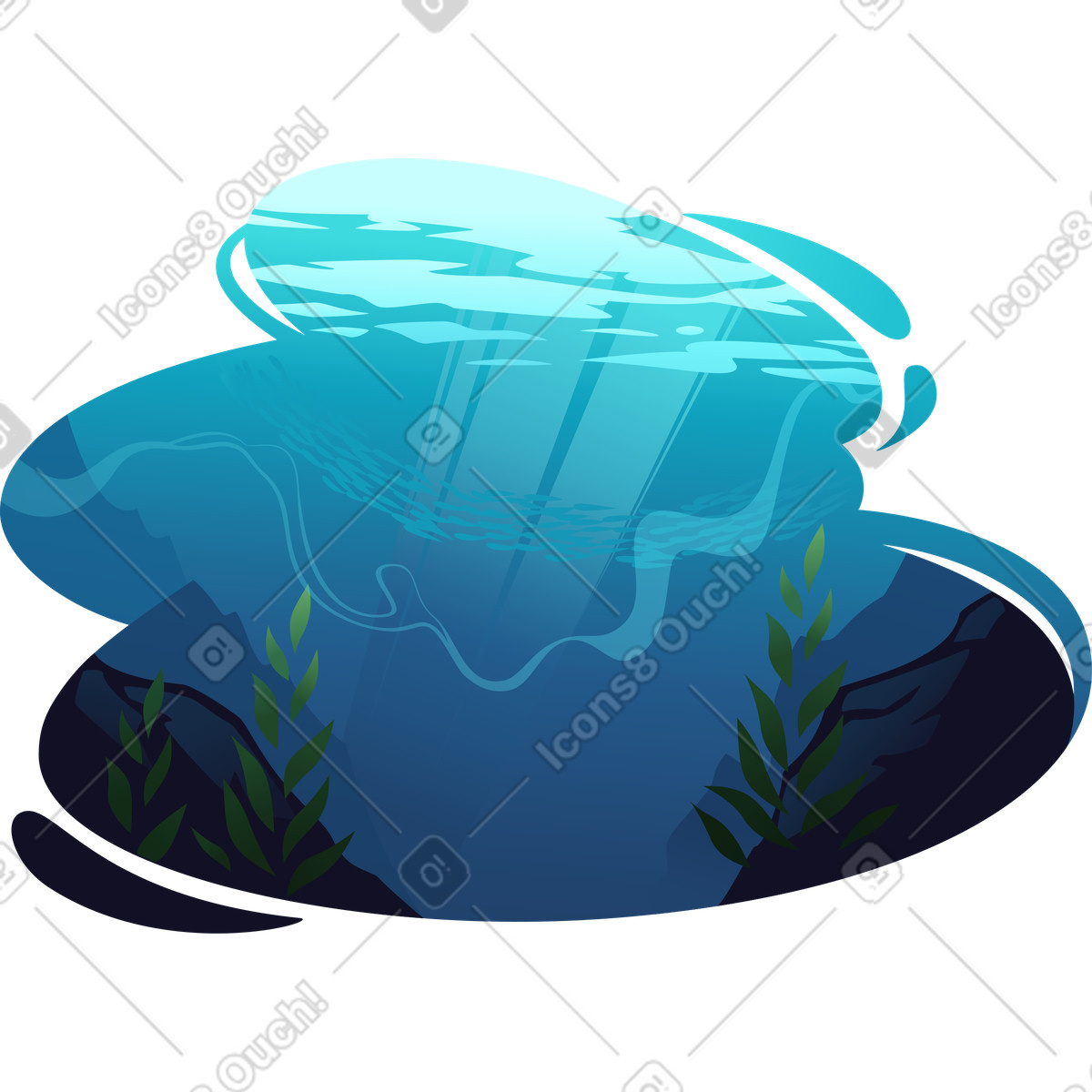 Underwater world background illustration in PNG, SVG