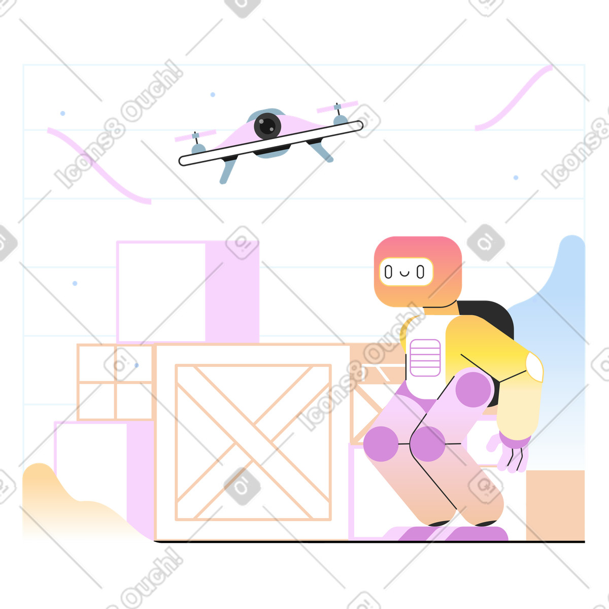 Tecnologie del futuro illustrazione in stile Marginalia scarica in PNG, SVG