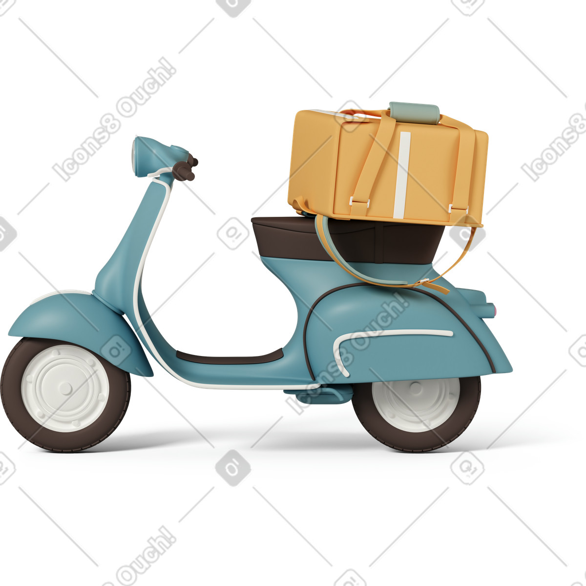 Ilustração de Scooter with delivery bag em no estilo 3D Casual life para baixar em PNG, SVG