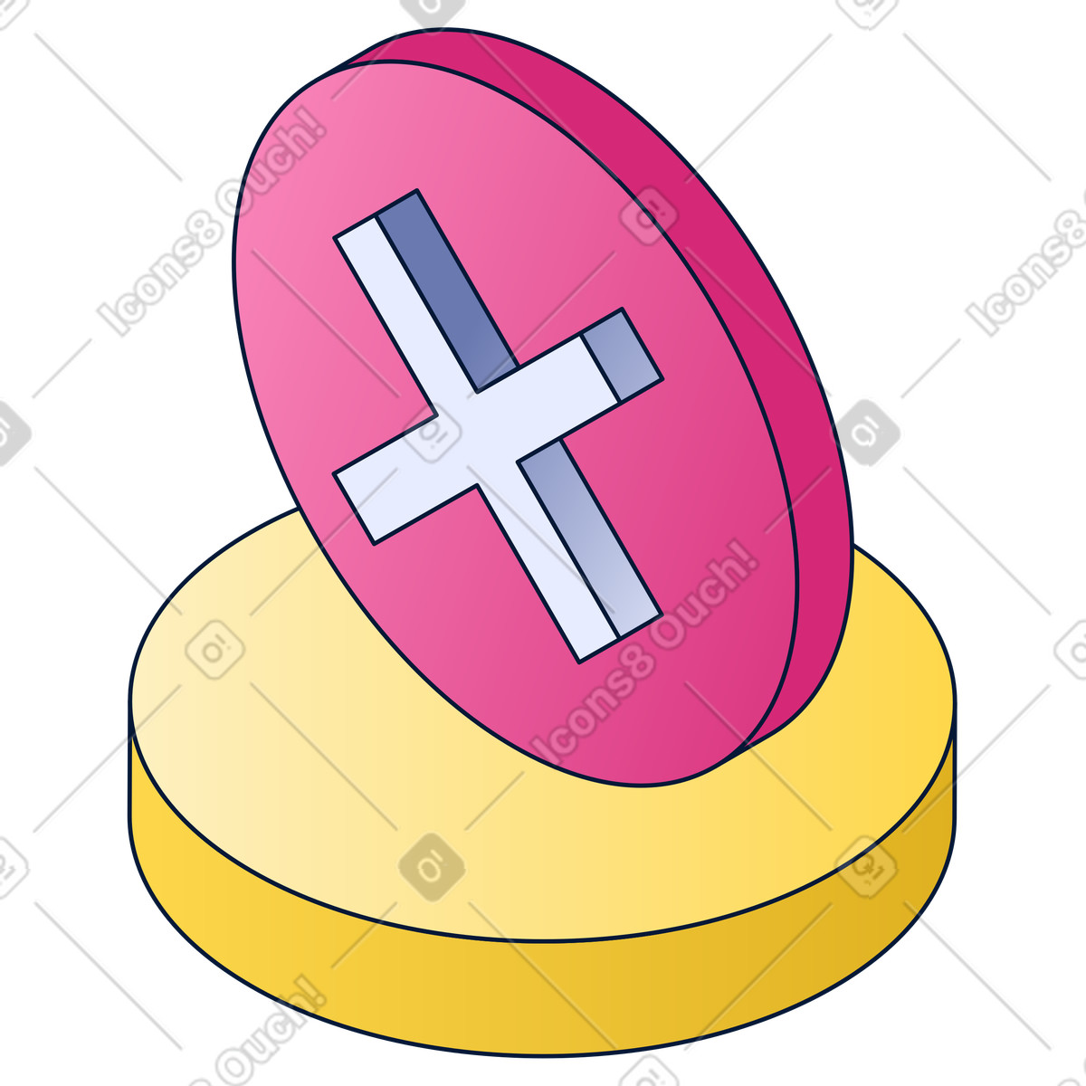X mark icon and cross sign, cancel delete button illustration in Neat style download in PNG, SVG