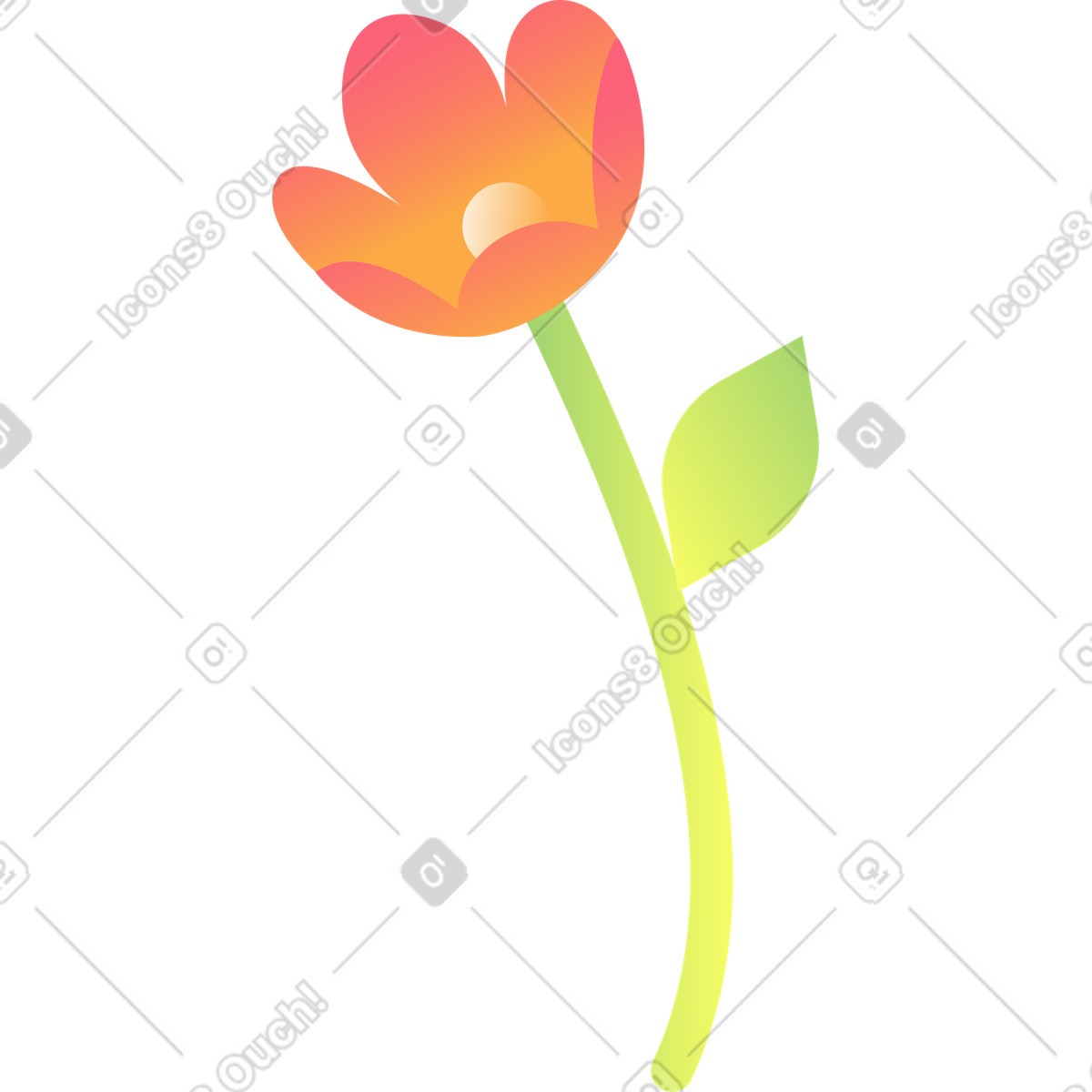 Red flower illustration in Morphis style download in PNG, SVG