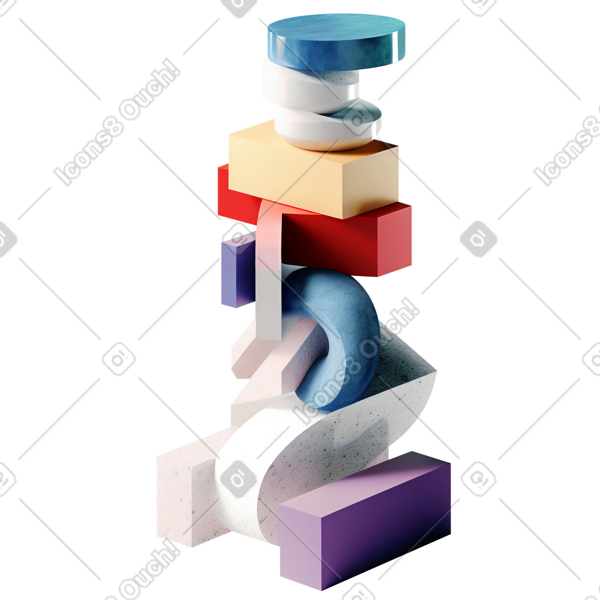Ilustração de Pilha escultura formas abstratas em no estilo 3D Construction para baixar em PNG, SVG