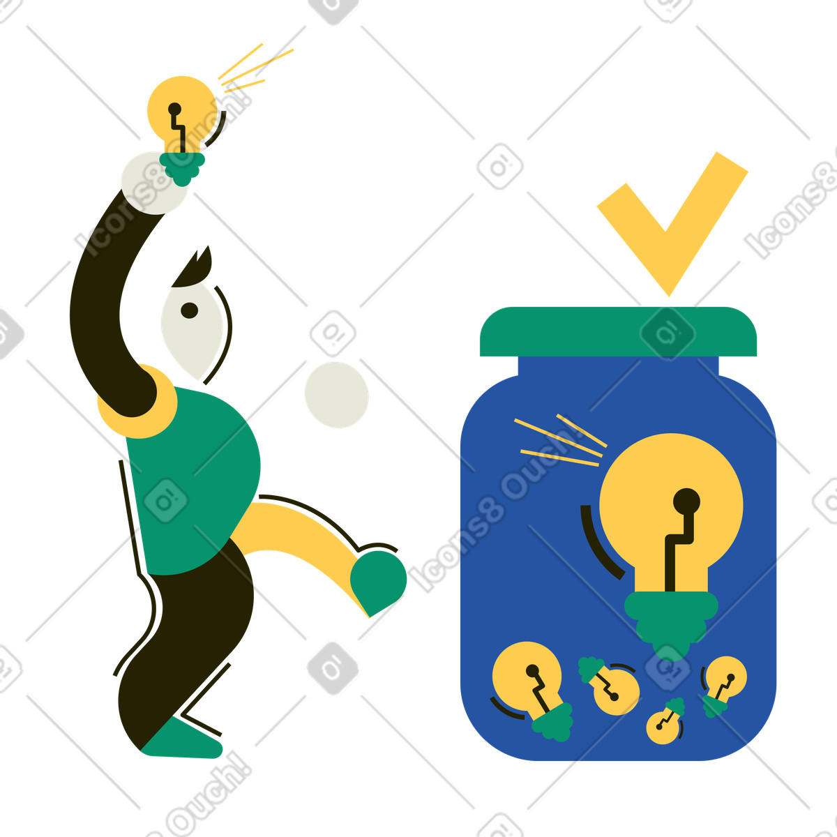 Ilustração de Frasco com ideias em no estilo Spot para baixar em PNG, SVG