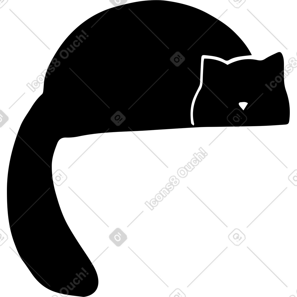 Illustration Chat couché dans le style Journal à télécharger aux formats PNG, SVG