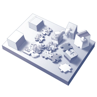 Pieces of a puzzle assembled incorrectly, creating a jumbled picture