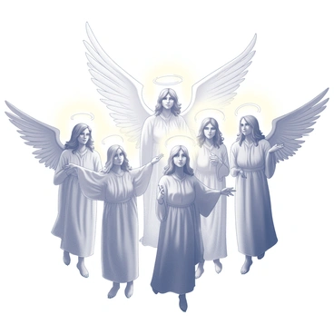 A celestial assembly of seraphim with fiery wings and radiant auras
