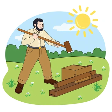 A young Abraham Lincoln splitting rails in a sunlit field