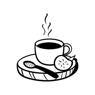 A steaming cup of "turmeric tea" sits on a wooden table, with wisps of steam rising above it. Beside the cup, there is a "slice of turmeric root" placed elegantly on a small saucer. Next to the root, there is a "teaspoon of turmeric powder" filled generously, emphasizing the vibrant texture of the powder. The background features soft shadows that add depth to the scene.