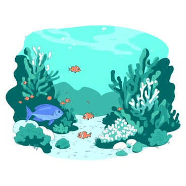 An underwater scene of coral reefs and fish, perfect for a card illustration