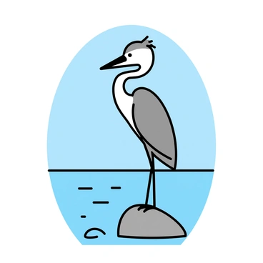 A heron perched on a rock, surveying its surroundings on a calm day.