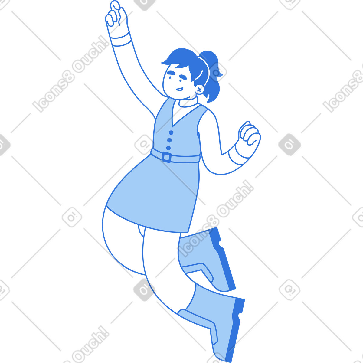下载 Sky 风格的 跳跃的女人 插画，支持 PNG、SVG 格式
