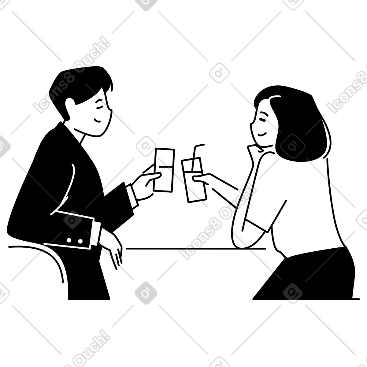 Smiling colleagues toasting, Corporate party or after-work event animated illustration in Weekday style download in GIF, Lottie (JSON), AE