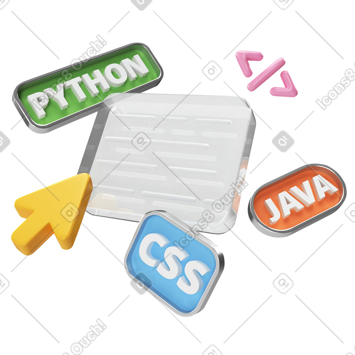 Programming languages and code writing illustration in PNG, SVG