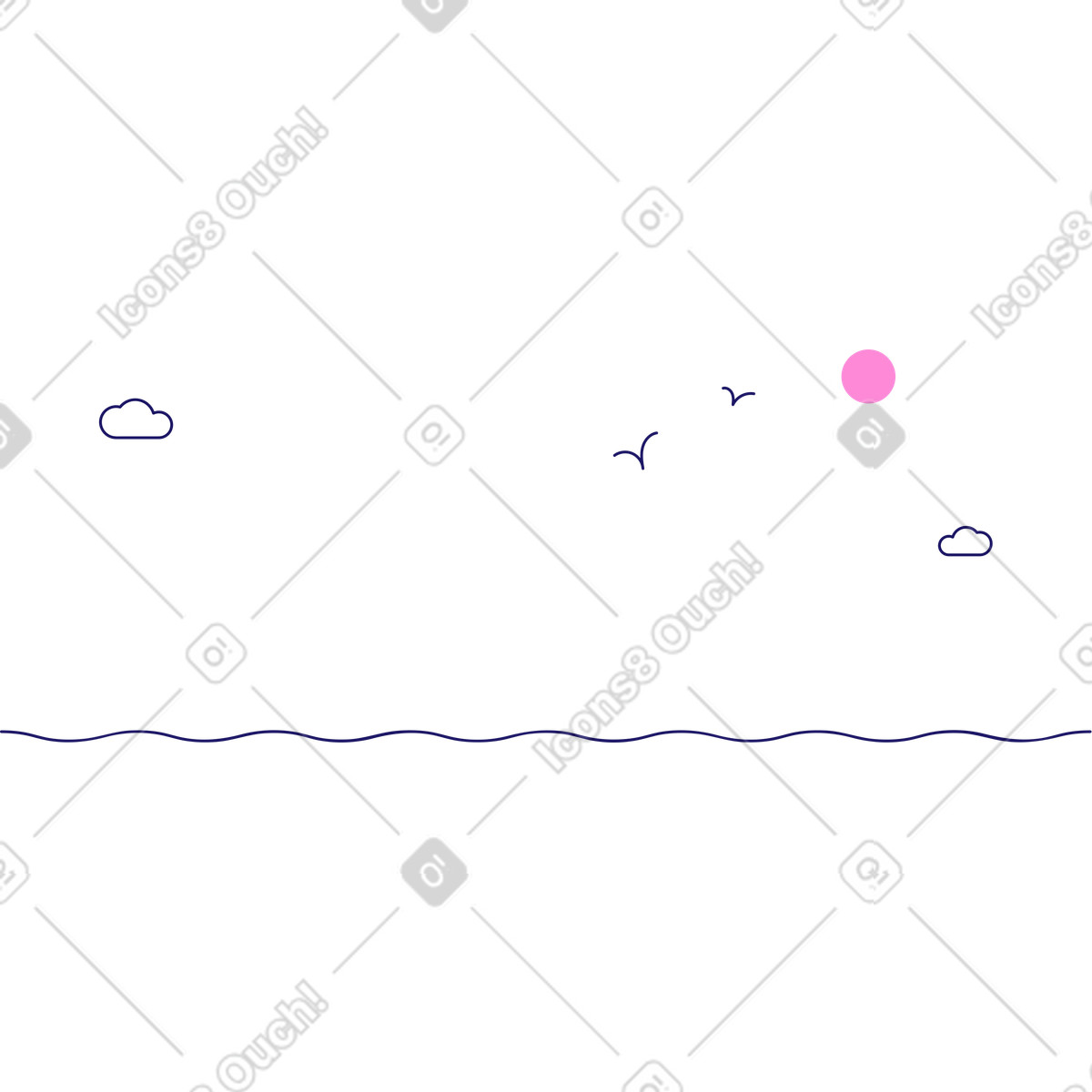 Matey スタイルの 海の背景 のイラストをPNG、SVG形式でダウンロード
