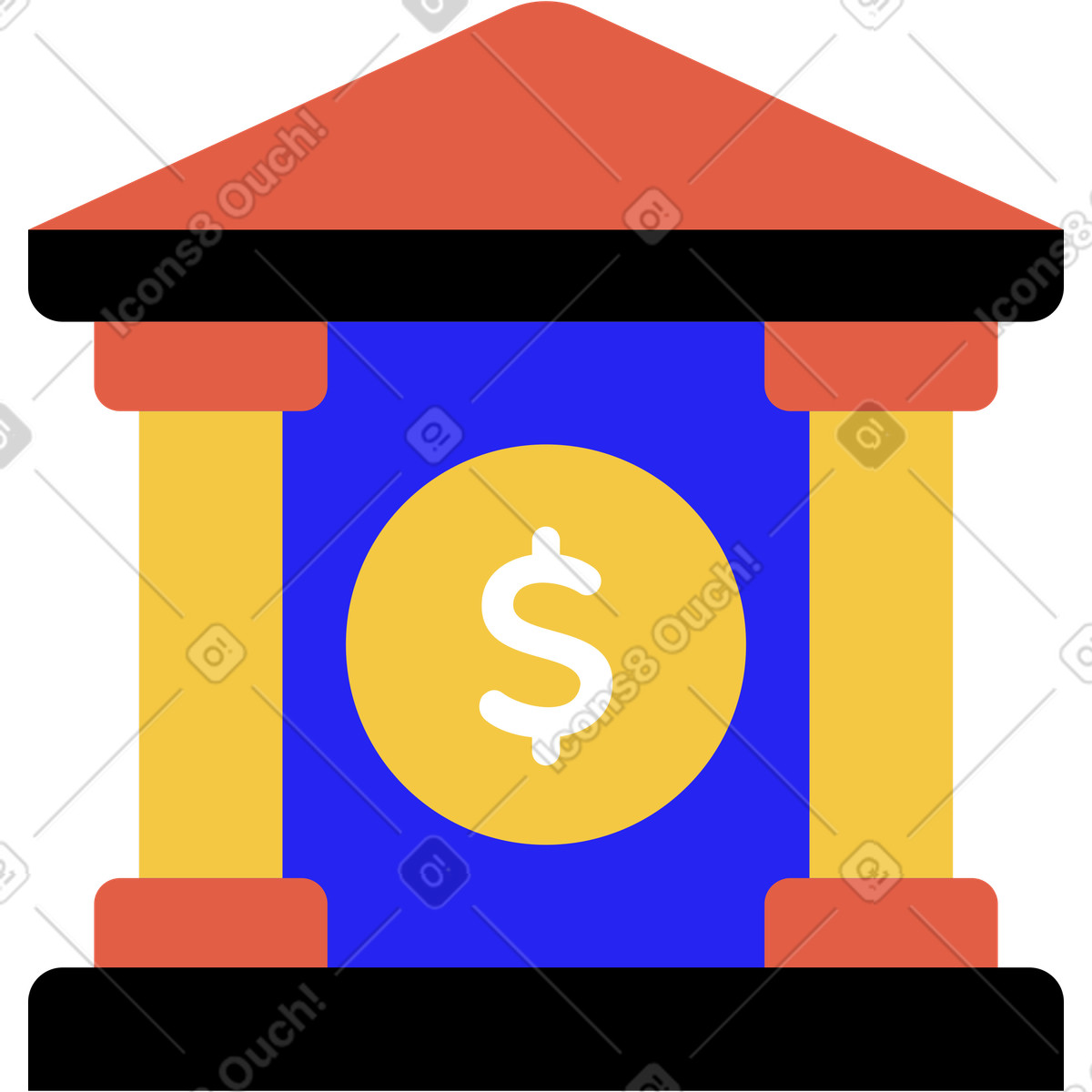 Bank mit dollar-symbol-Illustration im Flat-Stil als Download in PNG, SVG