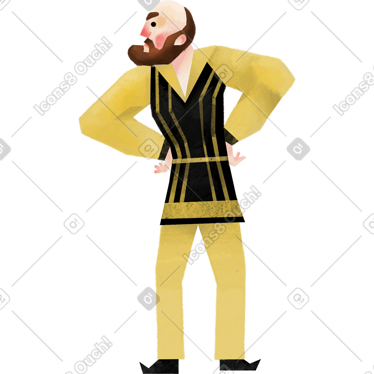 Ilustración Angry bearded man with hands on hips en estilo Family a descargar en PNG y SVG