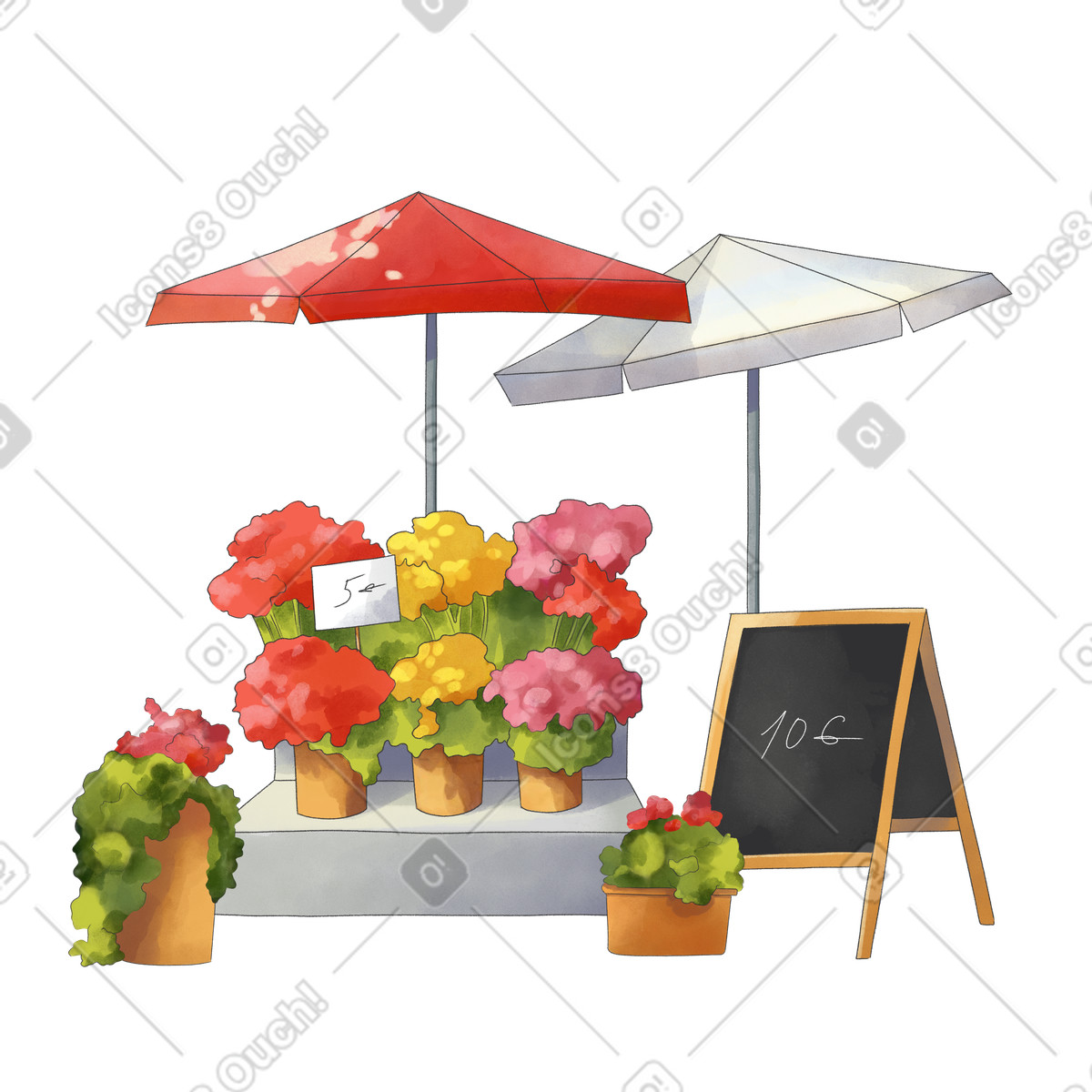 Ilustração de Floricultura ao ar livre com flores em exposição no estilo Seasons para baixar PNG, SVG