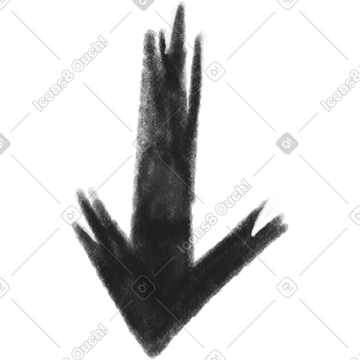 Ilustración Black straight textured arrow en estilo Doodle a descargar en PNG y SVG