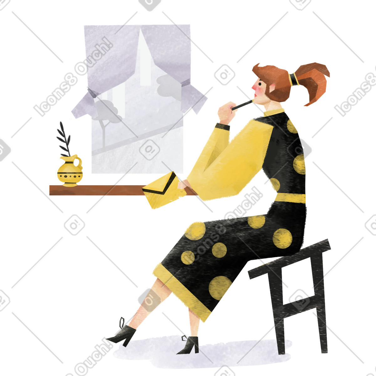 Einen brief schreiben-Illustration im Family-Stil als Download in PNG, SVG