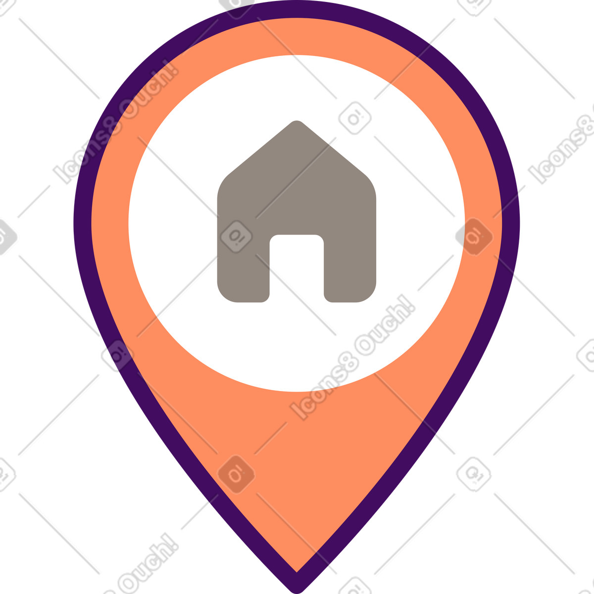 Simplistic スタイルの Home map pin のイラストをPNG、SVG形式でダウンロード