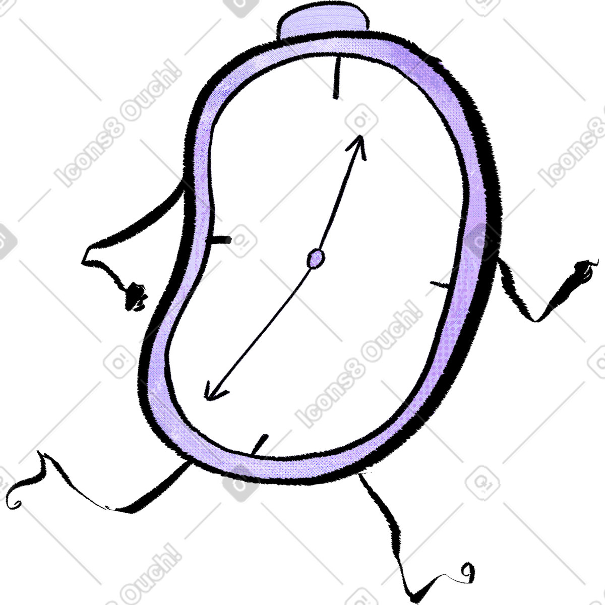 Clock running illustrazione in stile Doobry scarica in PNG, SVG