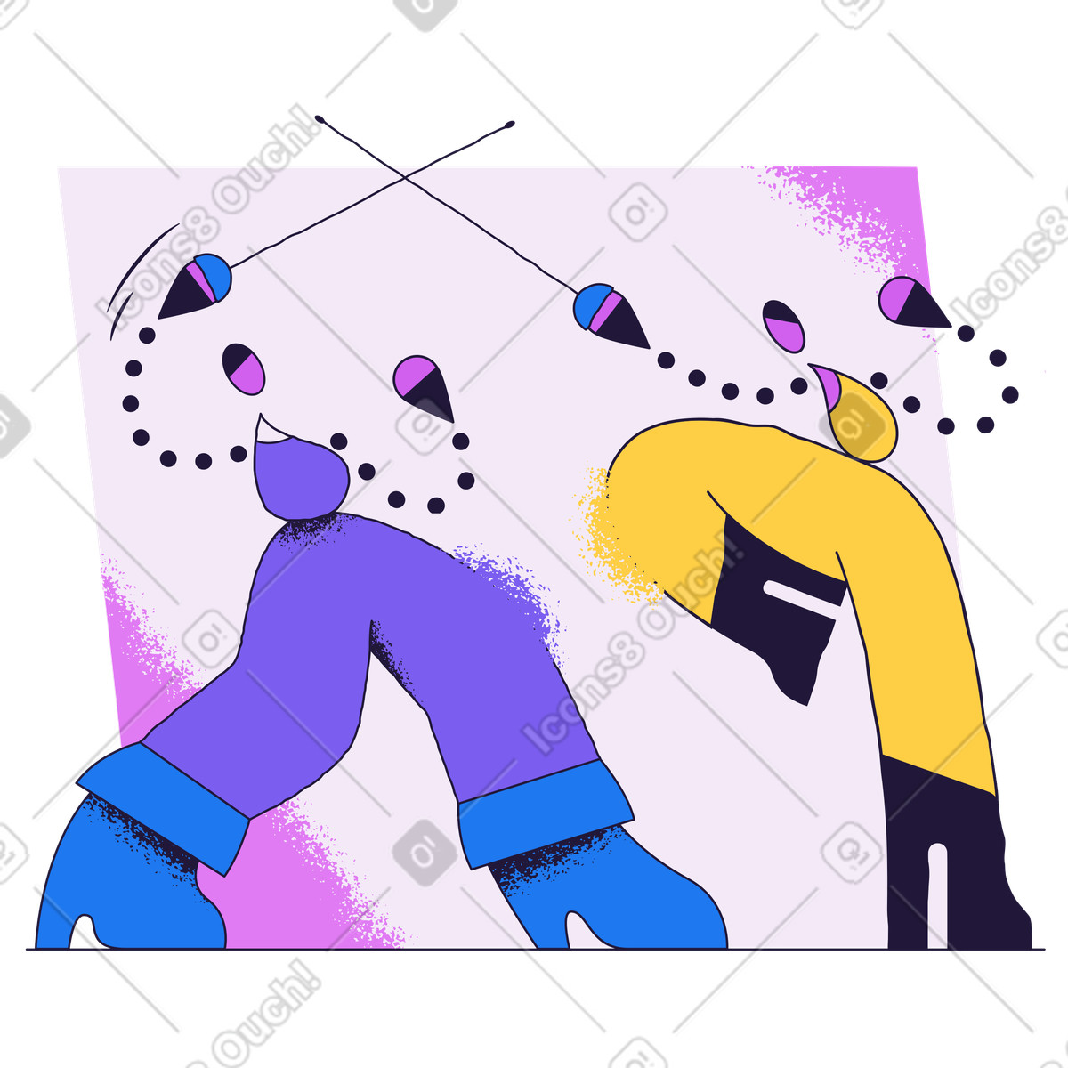 Illustration Personnes participant à un match d'escrime dans le style Conifer télécharger aux formats PNG, SVG