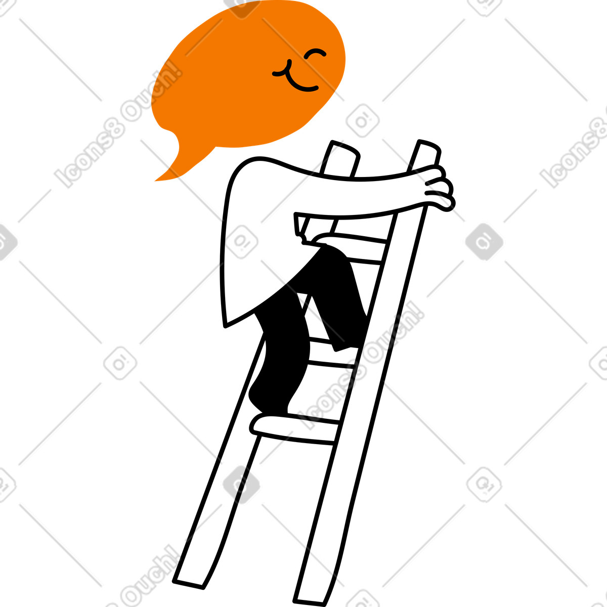 Personaggio femminile sulle scale illustrazione in stile Giggle scarica in PNG, SVG