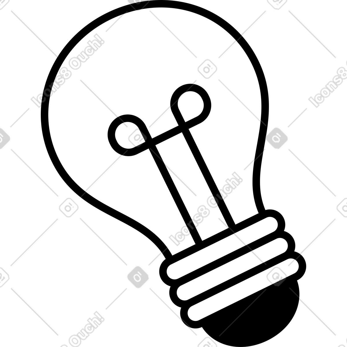 Ilustración Light bulb outline with simple filament lines and black contrast en estilo Notion Line Art a descargar en PNG y SVG