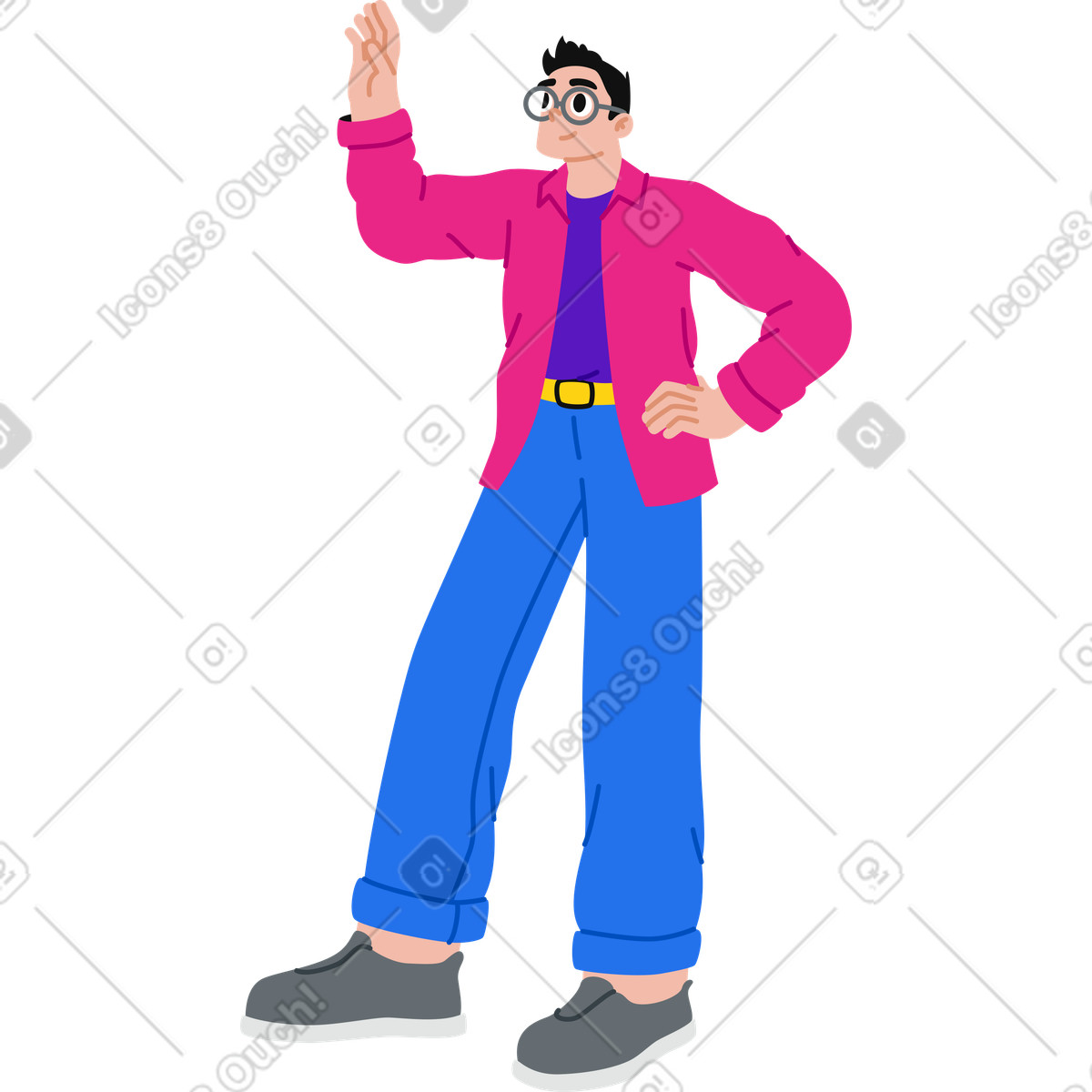 Young man reaching his hand up illustration in Active style download in PNG, SVG