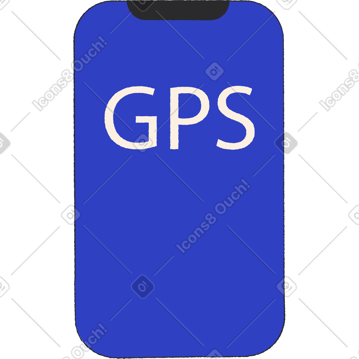 Ilustración Blue phone with the letters gps en estilo Pablo a descargar en PNG y SVG