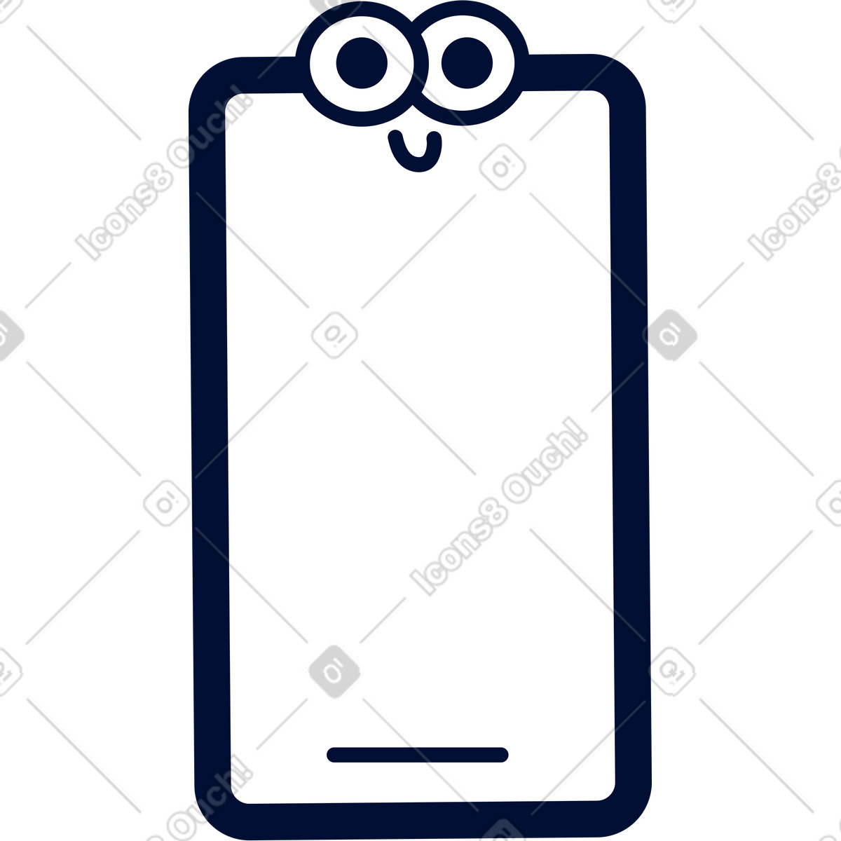 Blink スタイルの White smartphone with eyes のイラストをPNG、SVG形式でダウンロード
