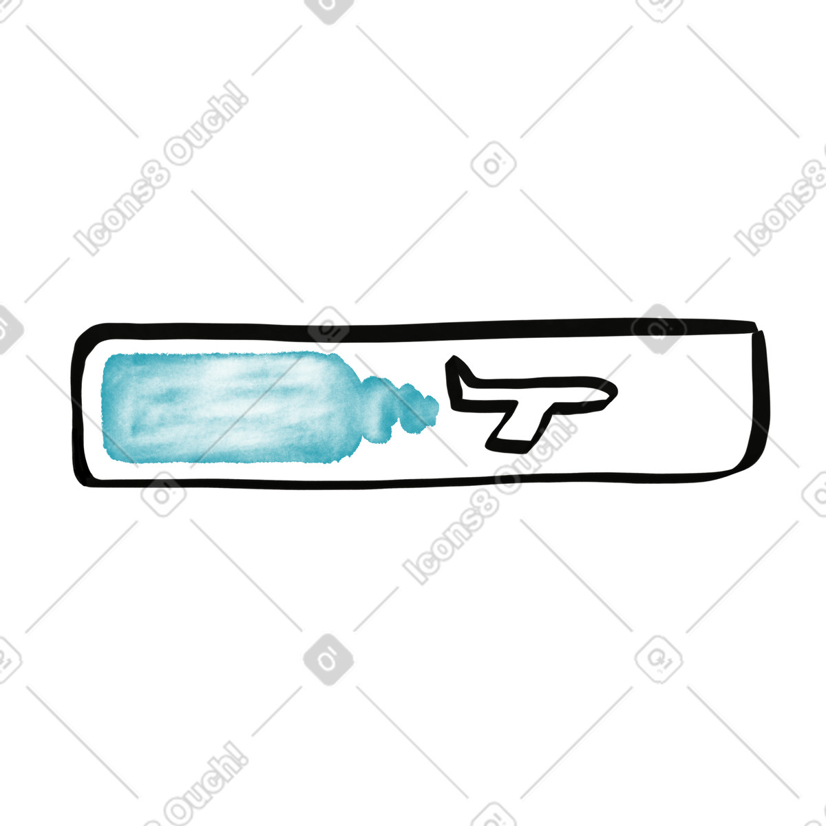 sketch 스타일의 Travel progress indicator bar with plane symbol and watercolor fill 일러스트레이션 PNG, SVG 다운로드