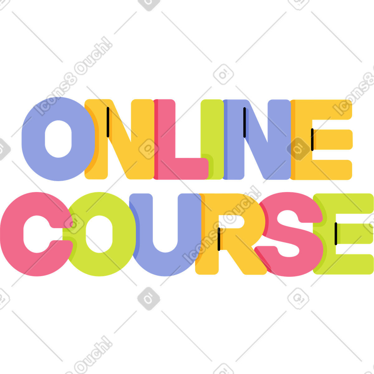 Lettering online course text illustration in Juicy style download in PNG, SVG
