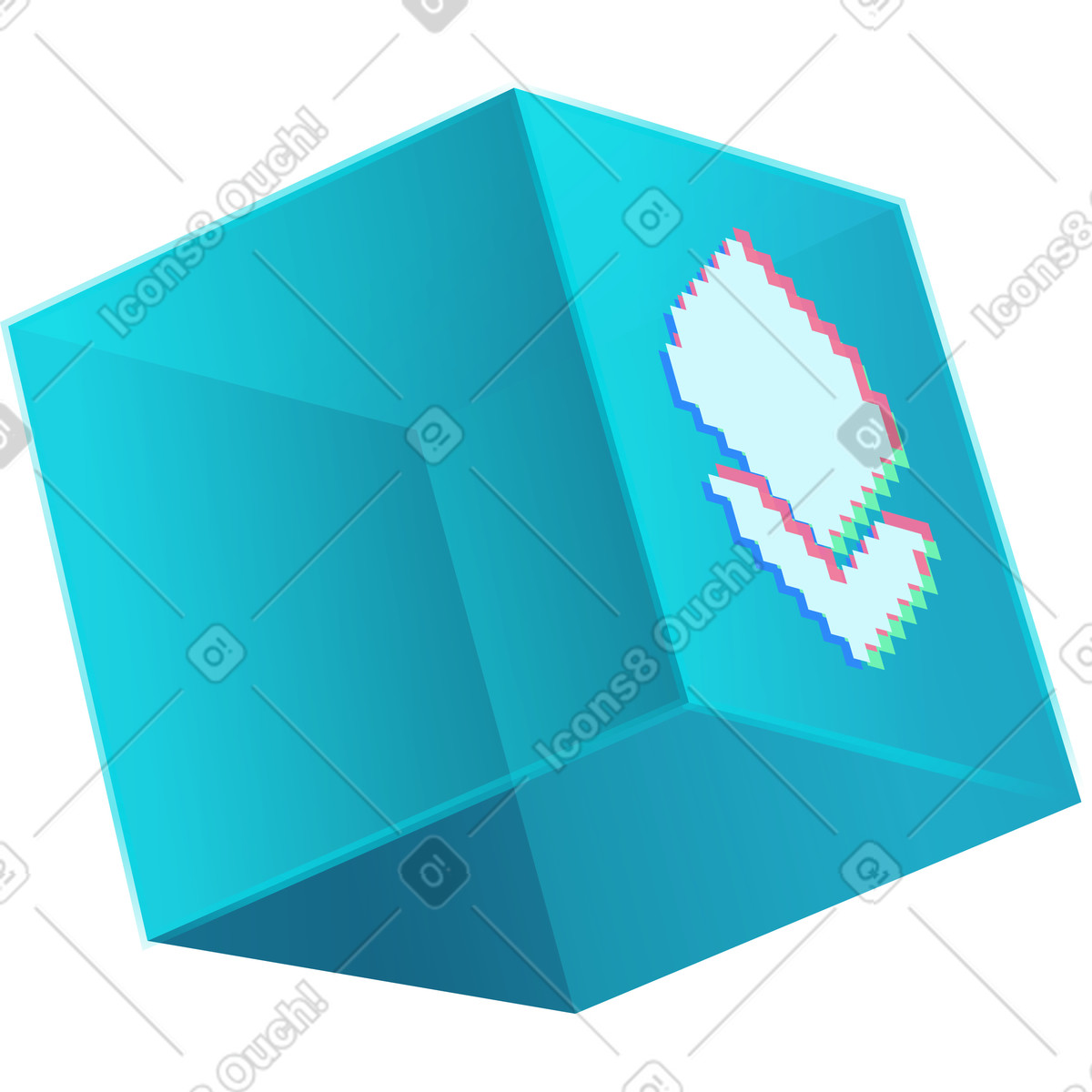 Ethereum-würfel-Illustration im Neon-Stil als Download in PNG, SVG