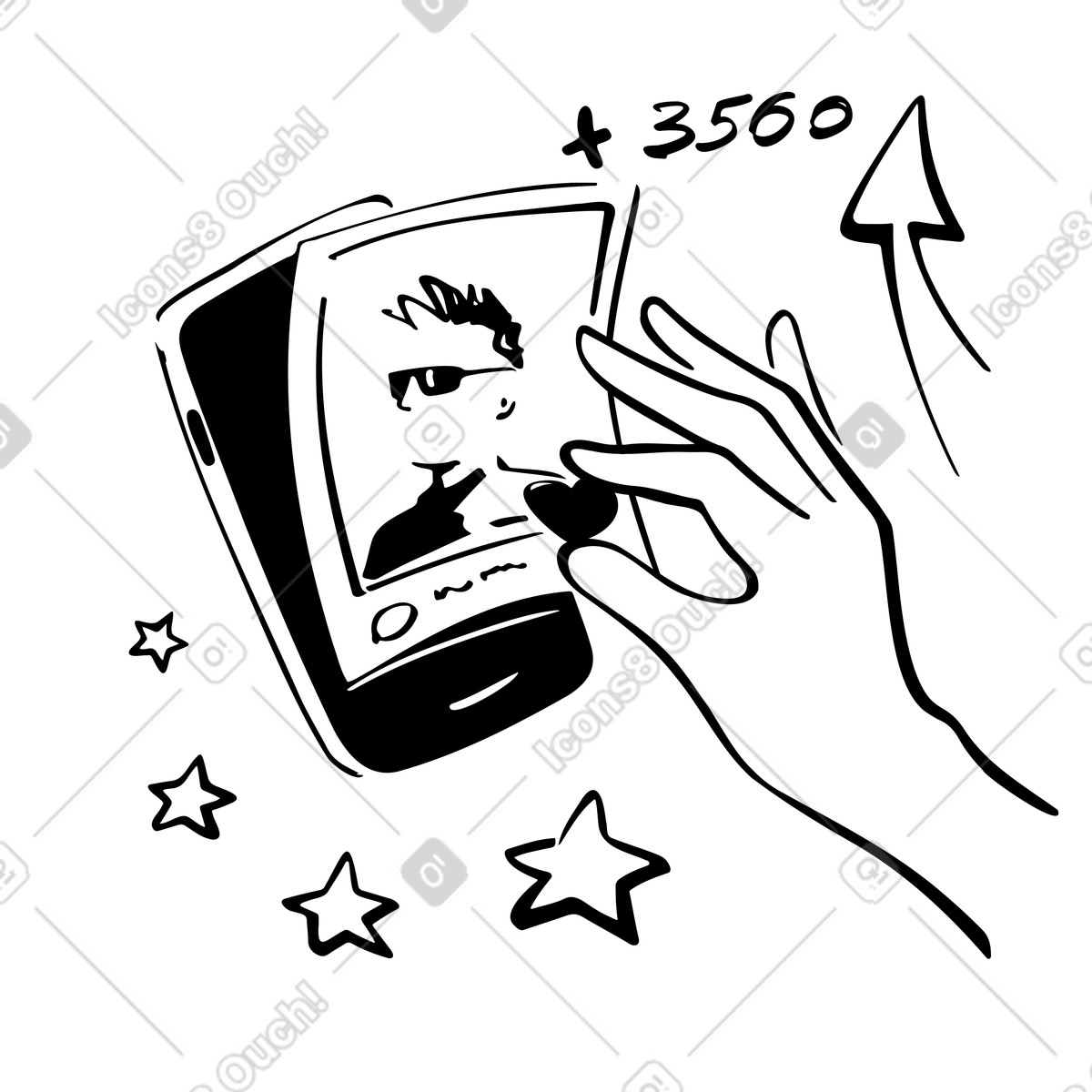 User rating content on smartphone interface, Online feedback or review system animated illustration in Line style download in GIF, Lottie (JSON), AE