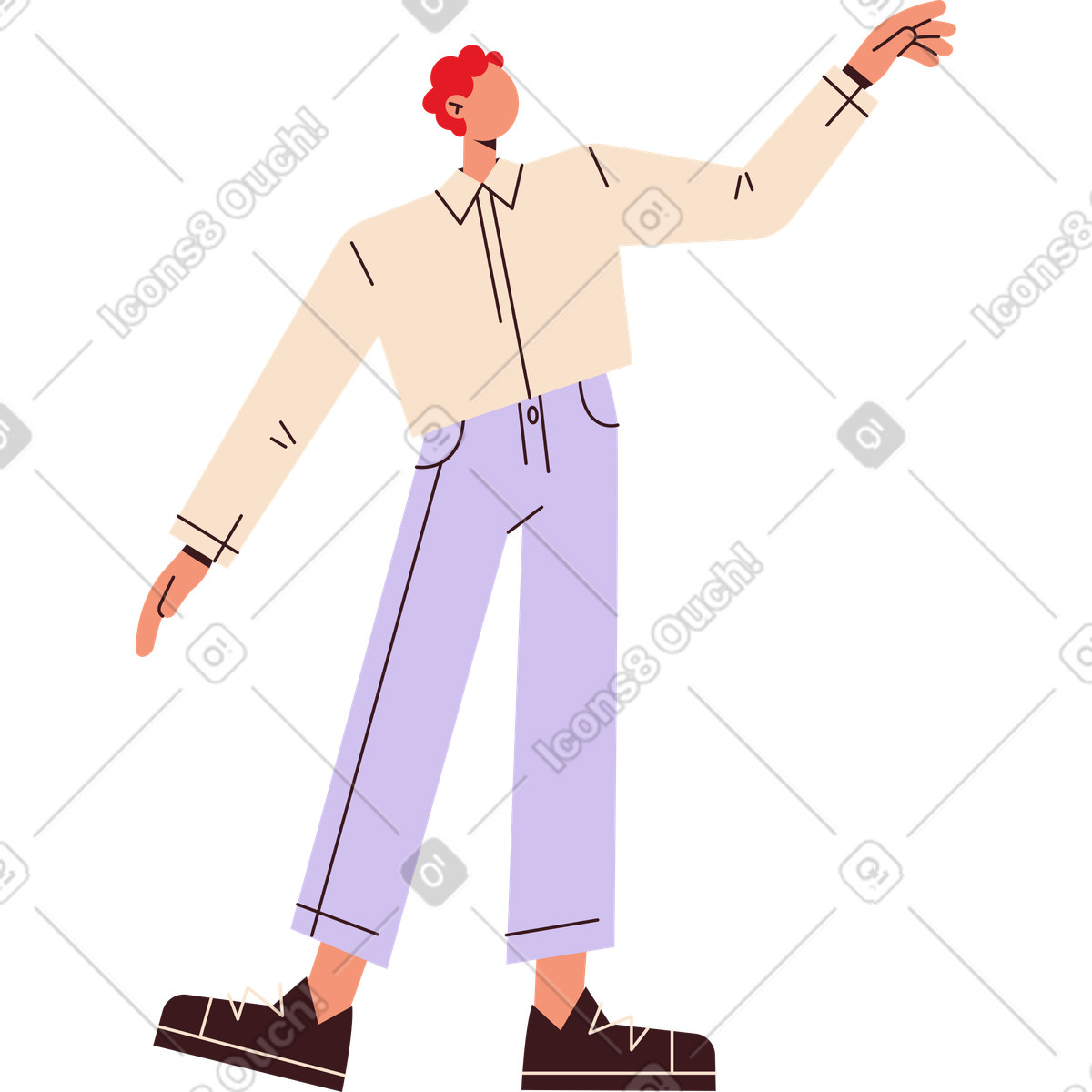 Ilustración Hombre con mano levantada en estilo Folks a descargar en PNG y SVG