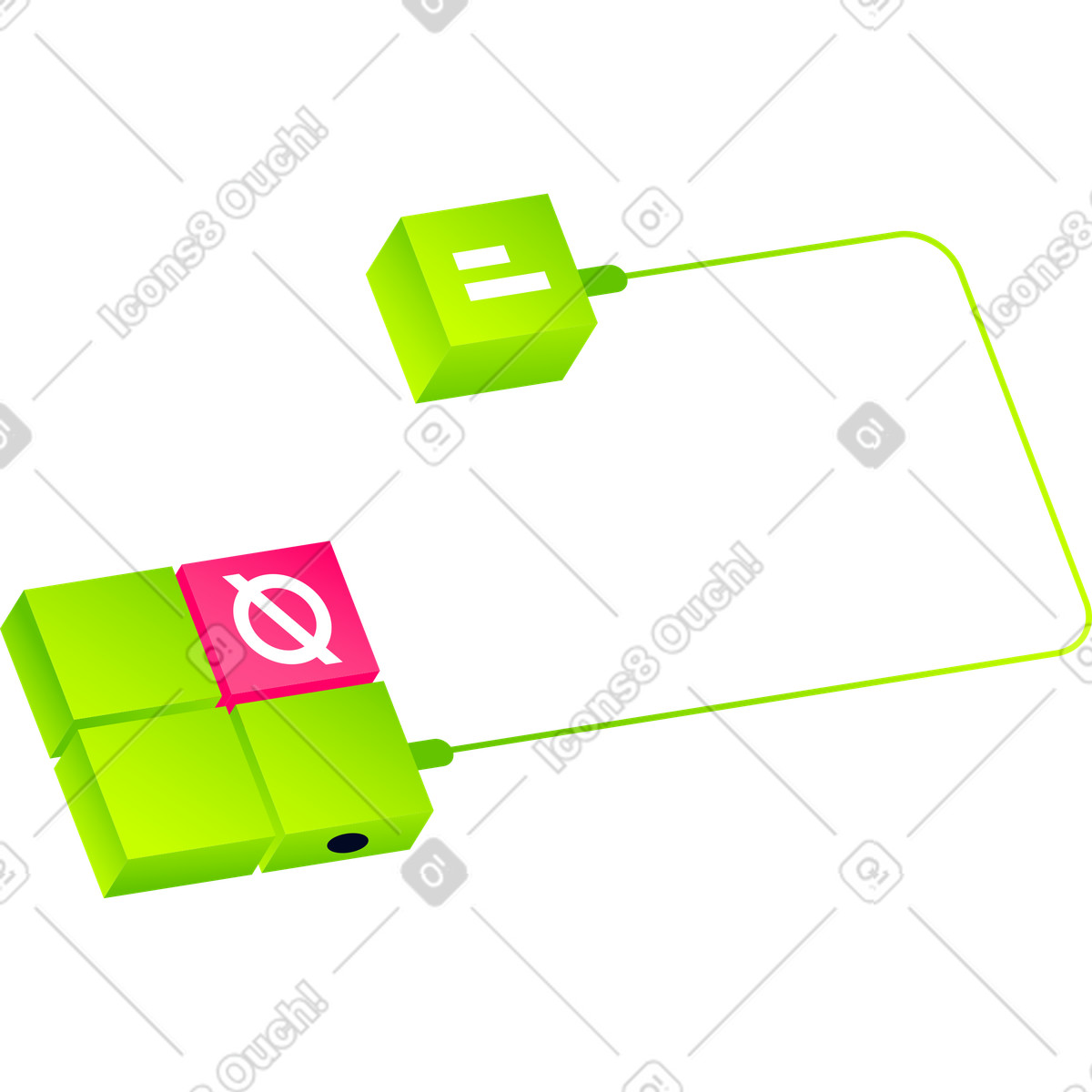 Cubes connected by wire illustration in Space style download in PNG, SVG