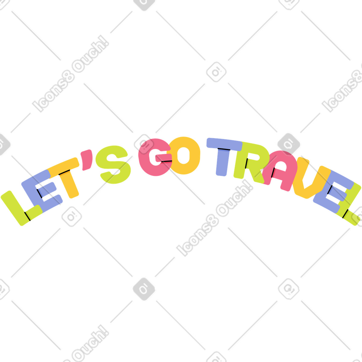 Ilustración Letras vamos a viajar en estilo Juicy descargar en PNG y SVG