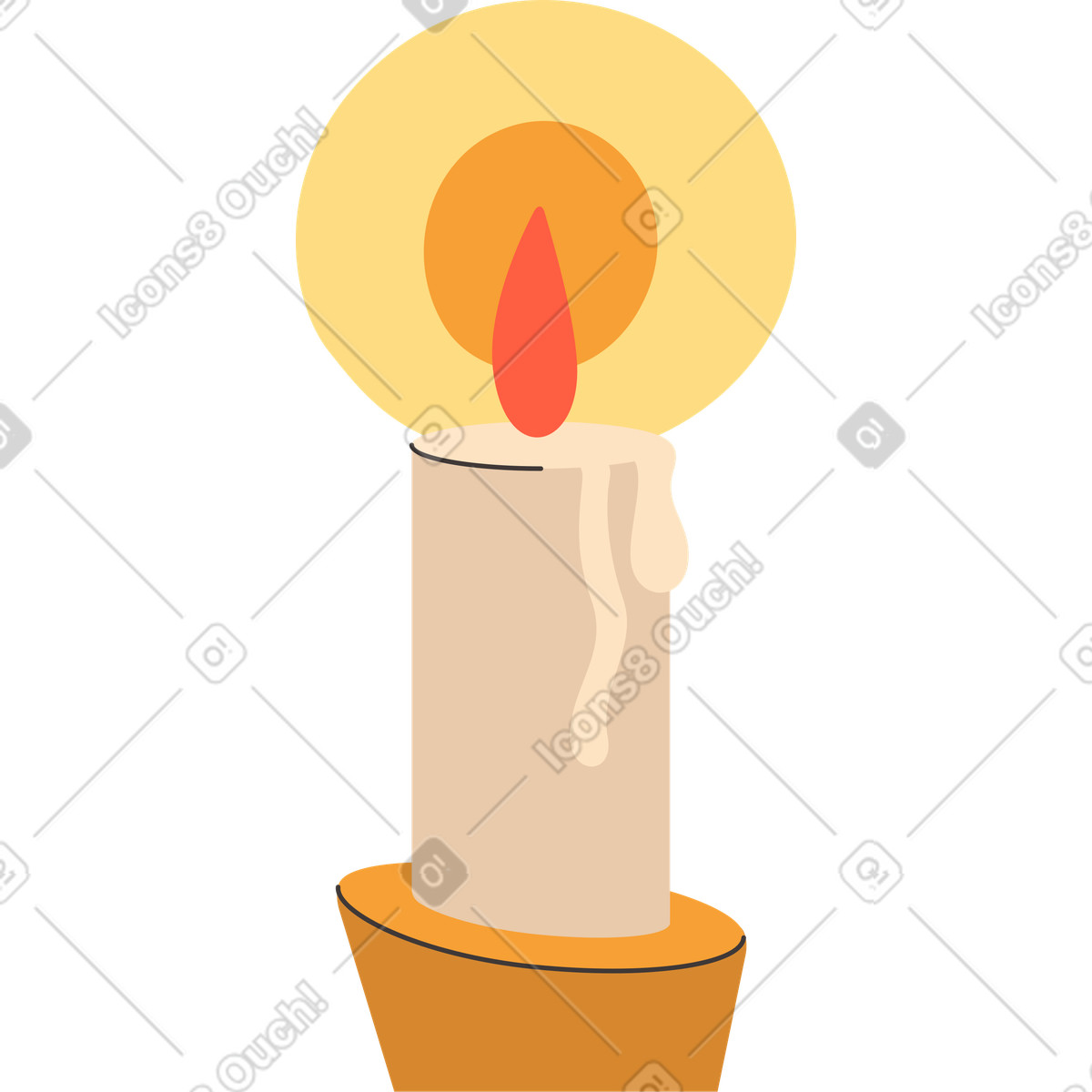 Burning candle illustration in Dizzy style download in PNG, SVG