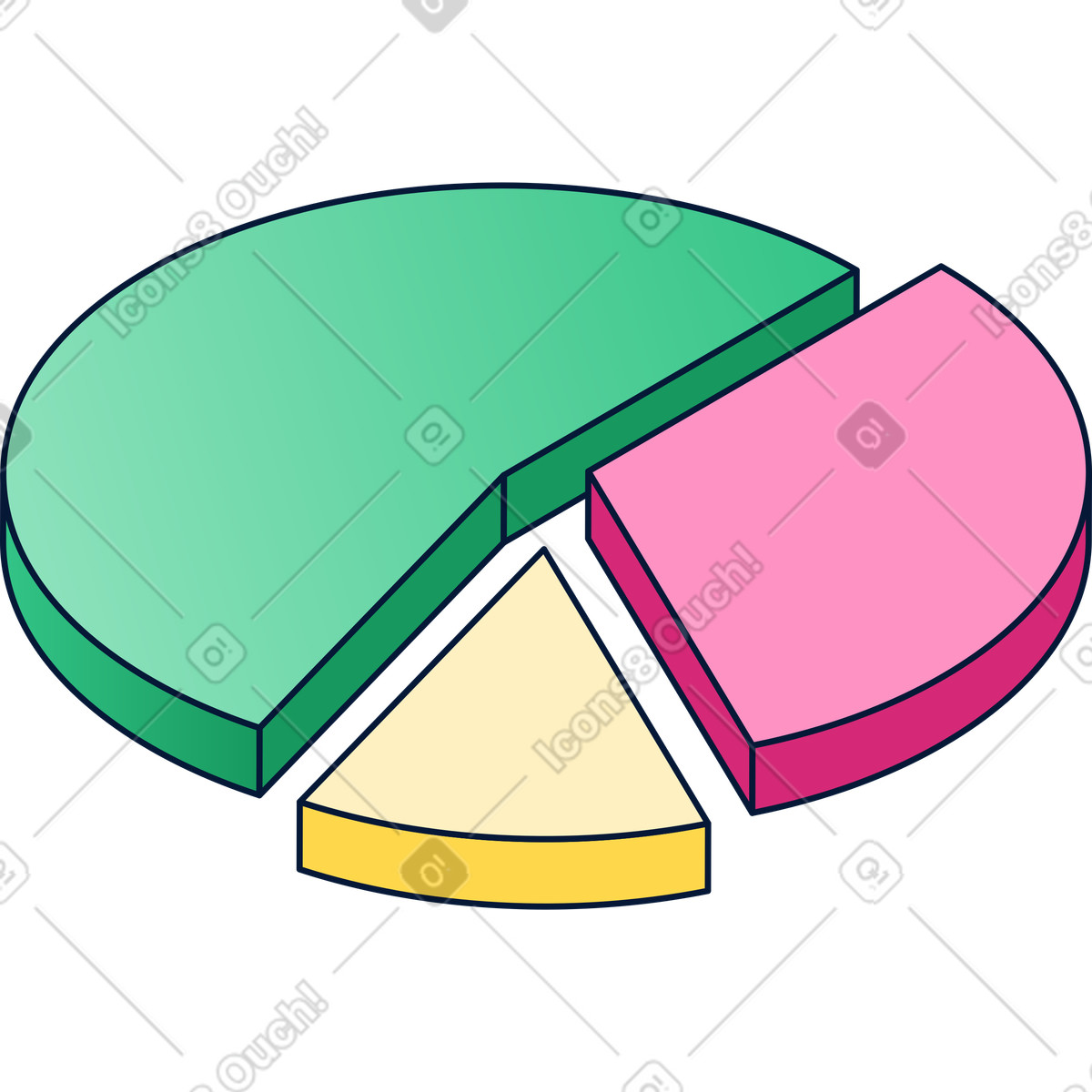 Pie chart illustration in PNG, SVG