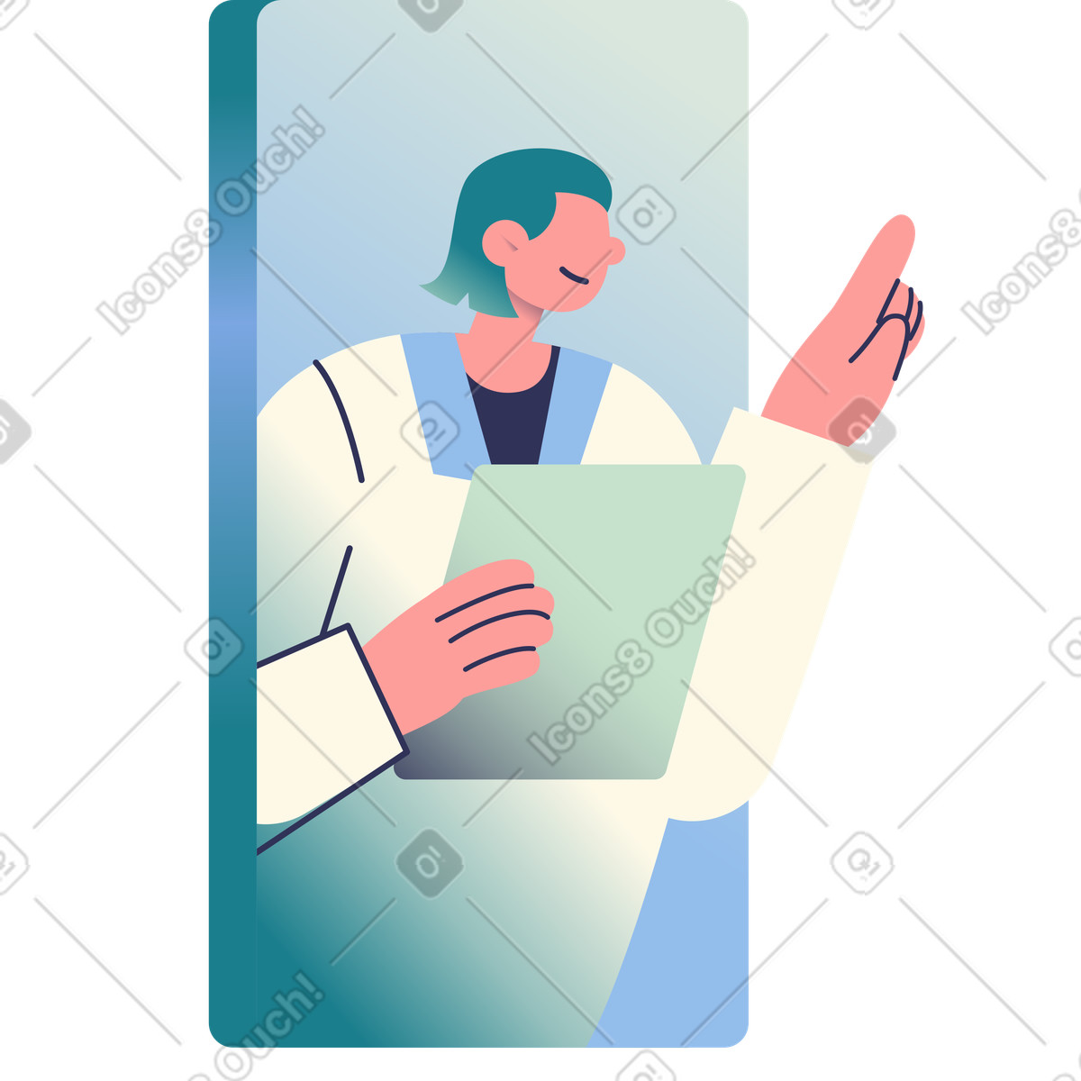 Medico online con tablet illustrazione animata in stile Beam scaricabile in GIF, Lottie (JSON), AE