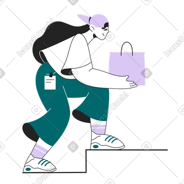 Order Completed by a delivery girl PNG, SVG